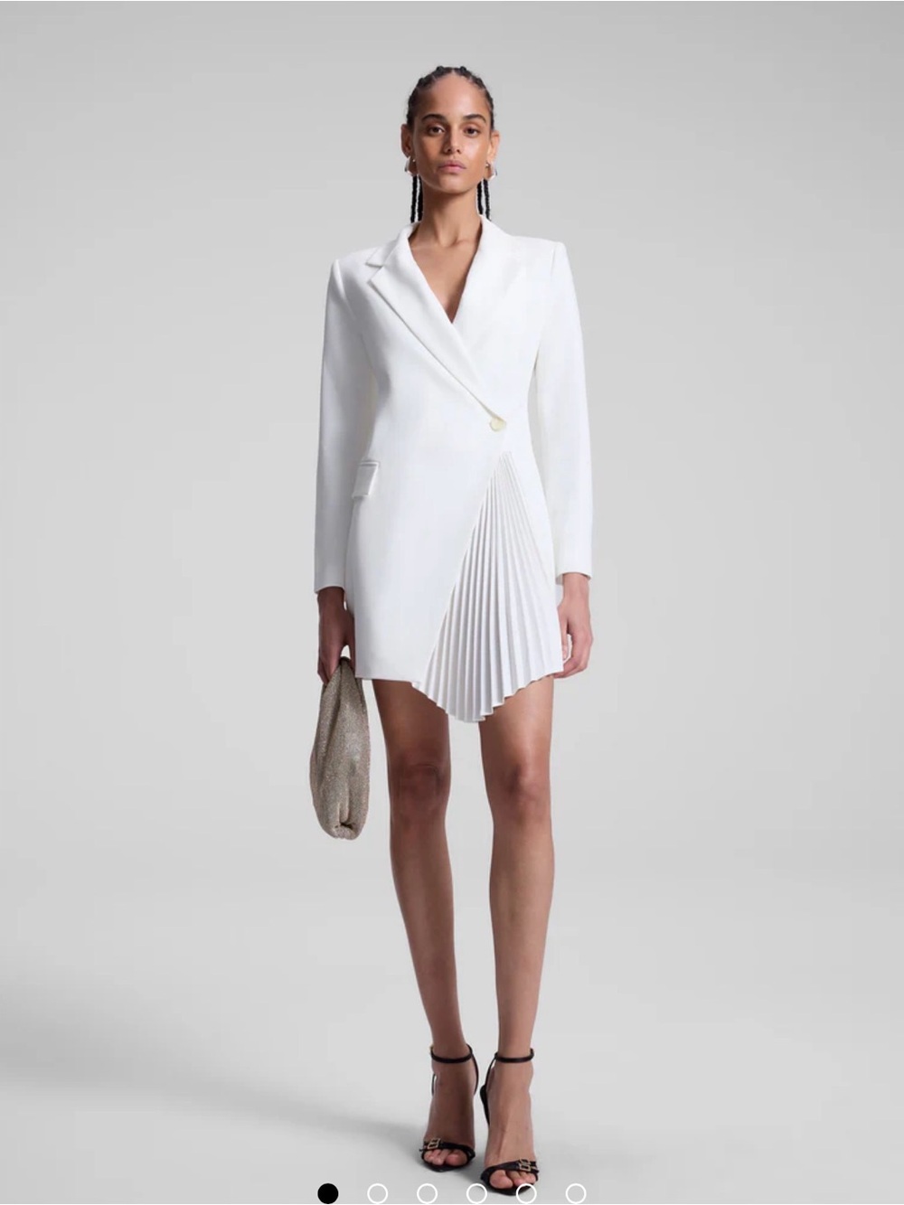 A.L.C. Cream Asymmetric Pleated Blazer